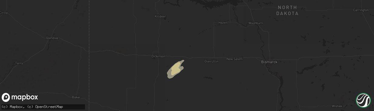 Hail map in Richardton, ND on July 1, 2024