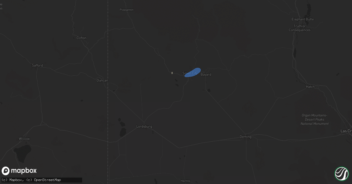 Hail map in Silver City, NM on July 1, 2024