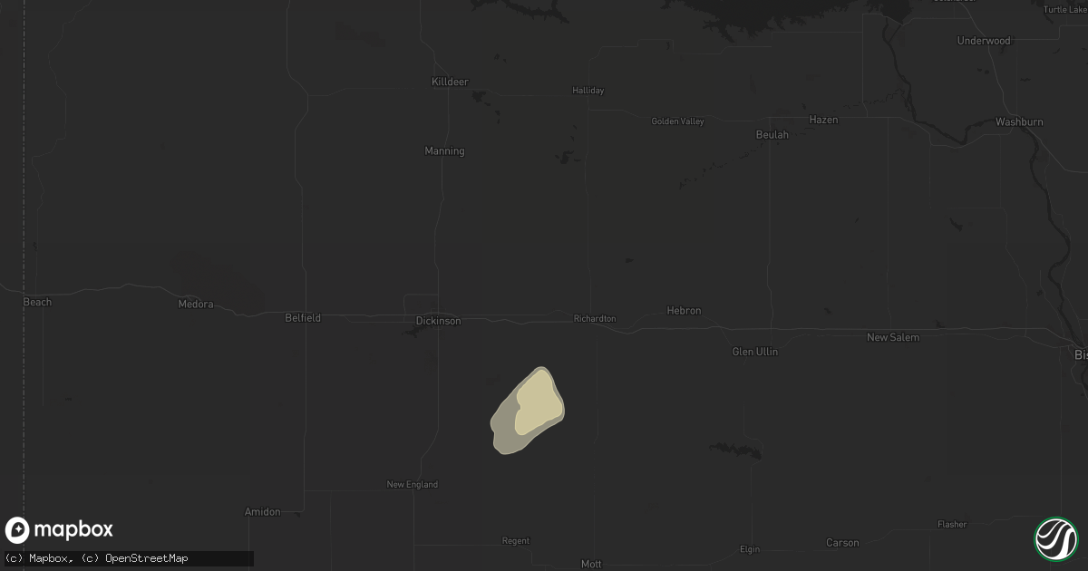 Hail map in Taylor, ND on July 1, 2024