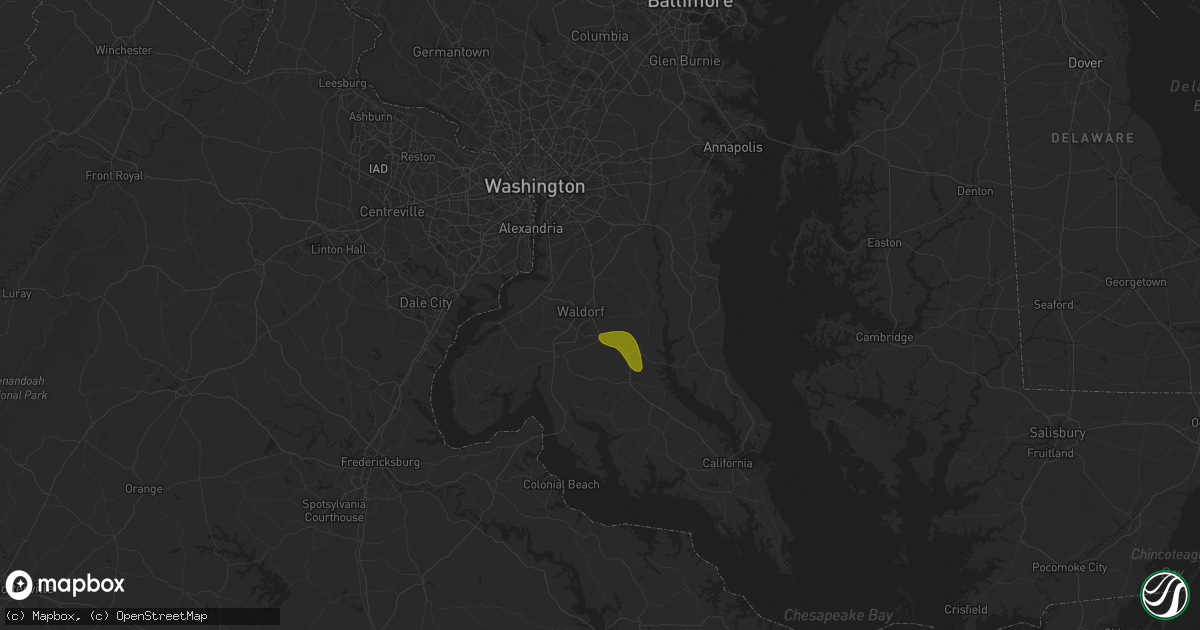 Hail map in Waldorf, MD on July 1, 2024