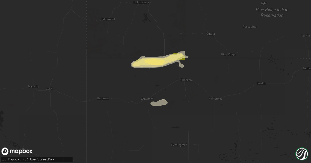 Hail map in Whitney, NE on July 1, 2024