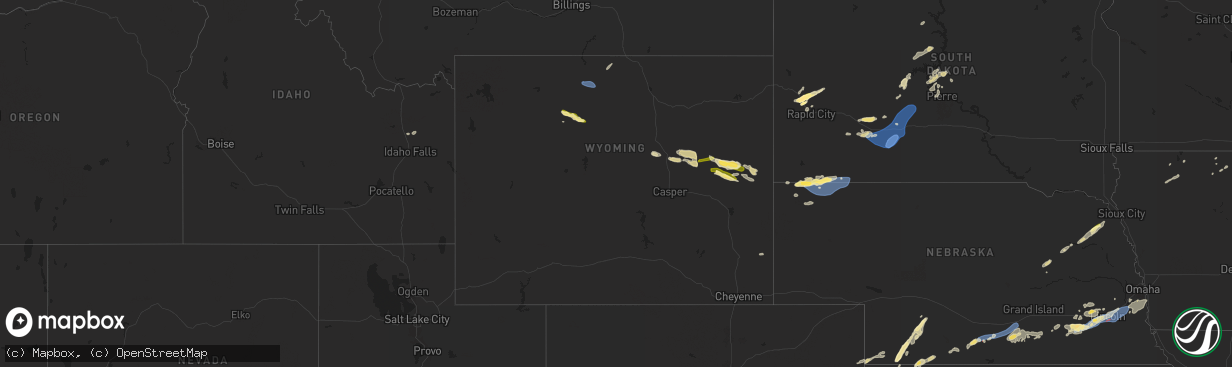 Hail map in Wyoming on July 1, 2024