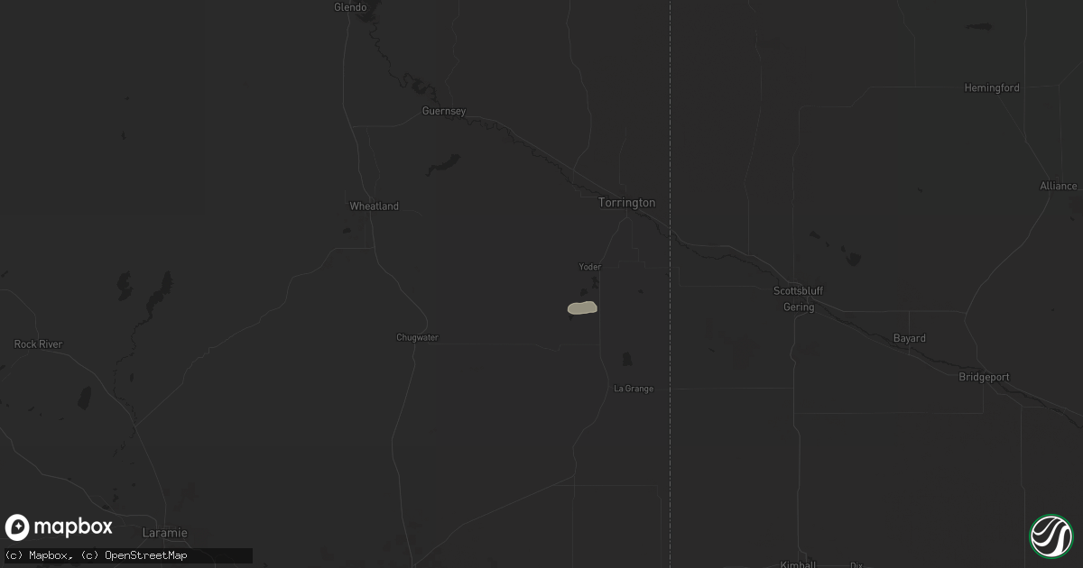 Hail map in Yoder, WY on July 1, 2024