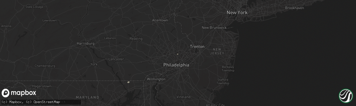Hail map in Abington, PA on July 1, 2025