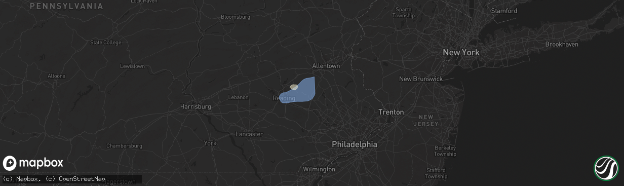 Hail map in Bechtelsville, PA on July 1, 2025
