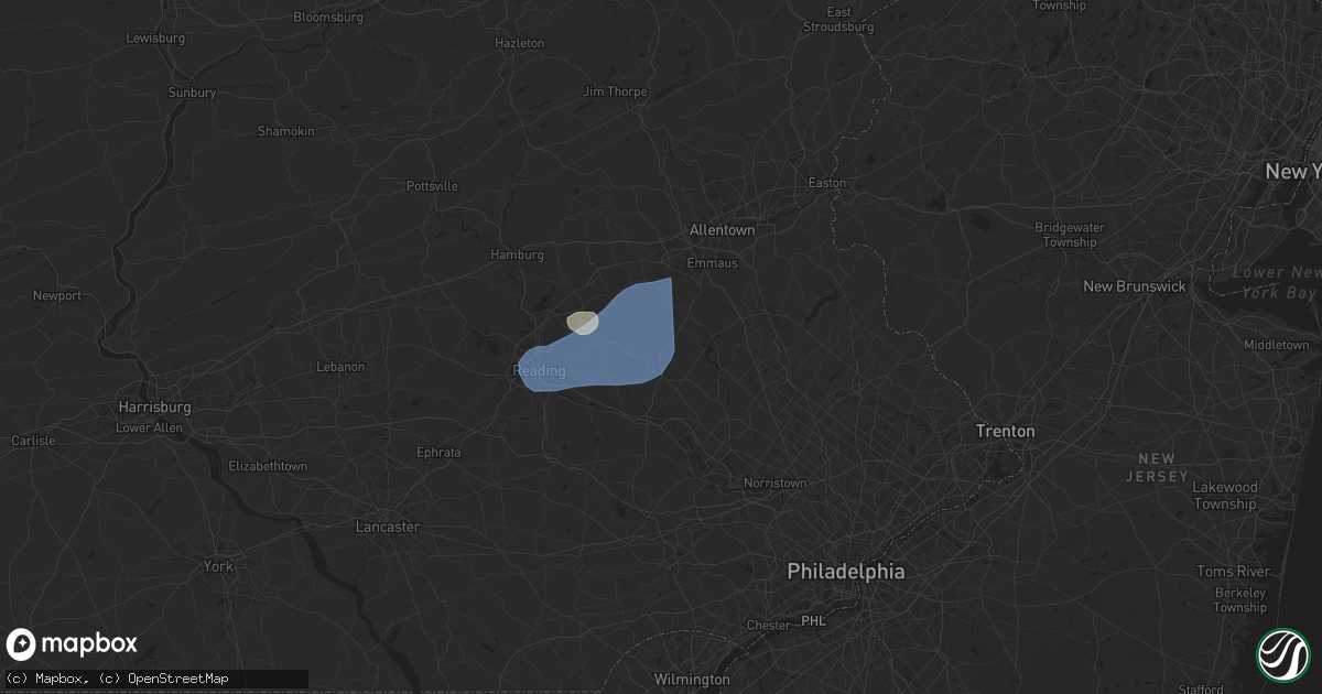 Hail map in Bechtelsville, PA on July 1, 2025