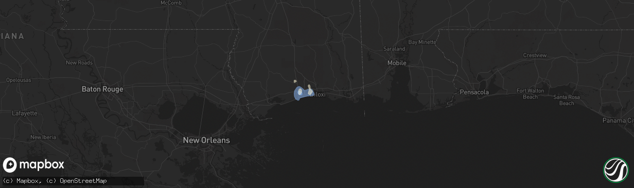 Hail map in Biloxi, MS on July 1, 2025