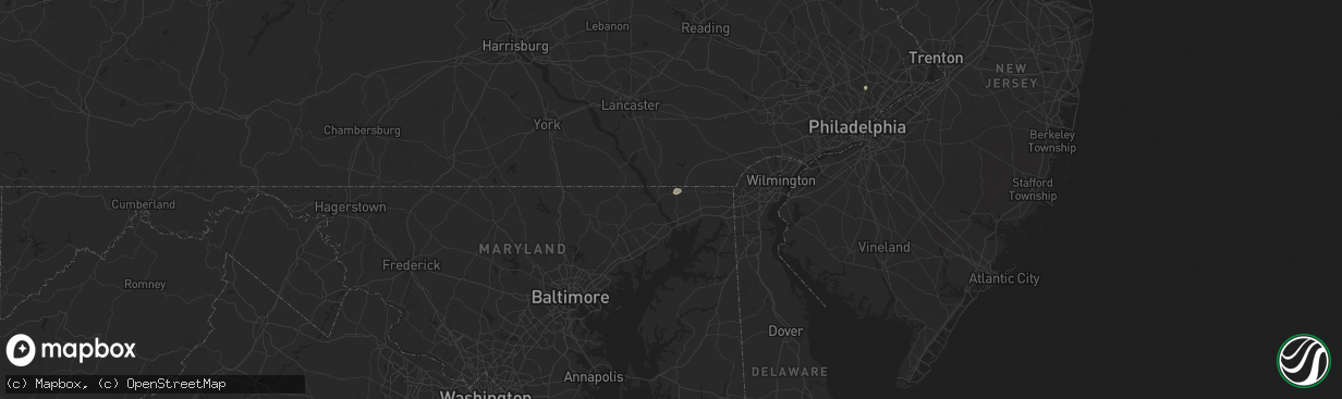 Hail map in Colora, MD on July 1, 2025