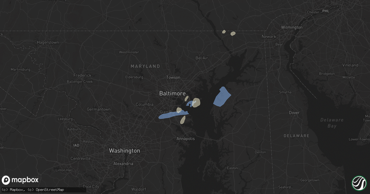 Hail map in Dundalk, MD on July 1, 2025
