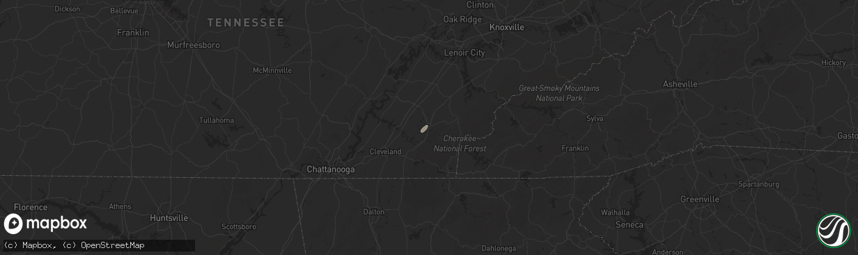 Hail map in Etowah, TN on July 1, 2025
