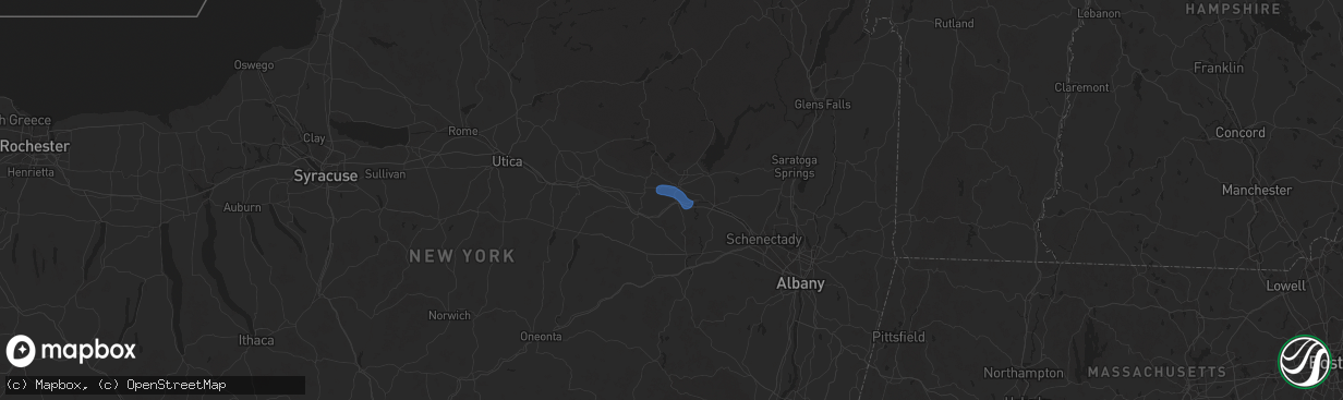 Hail map in Fonda, NY on July 1, 2025