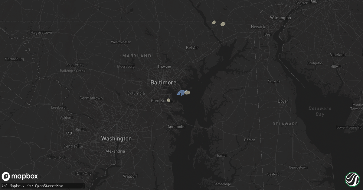 Hail map in Fort Howard, MD on July 1, 2025