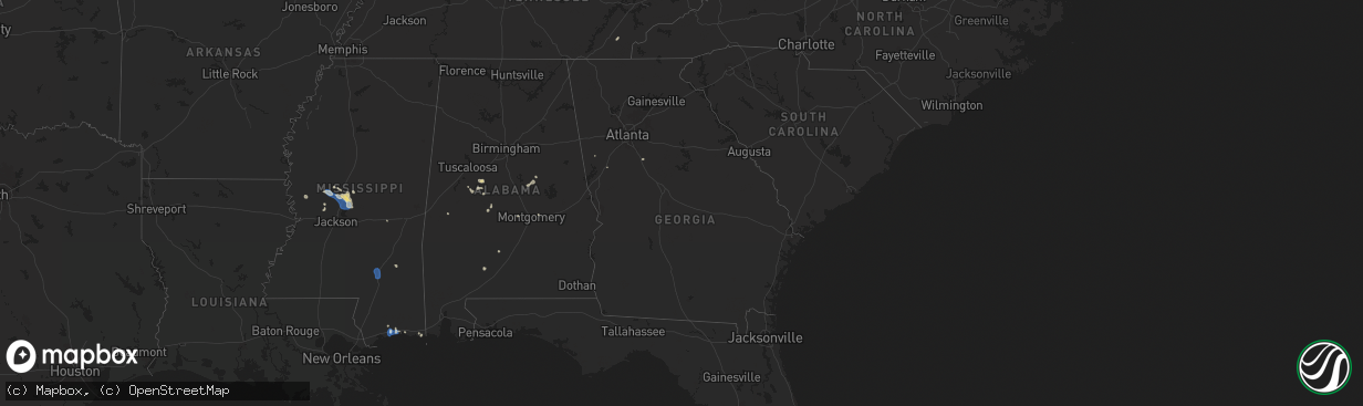 Hail map in Georgia on July 1, 2025