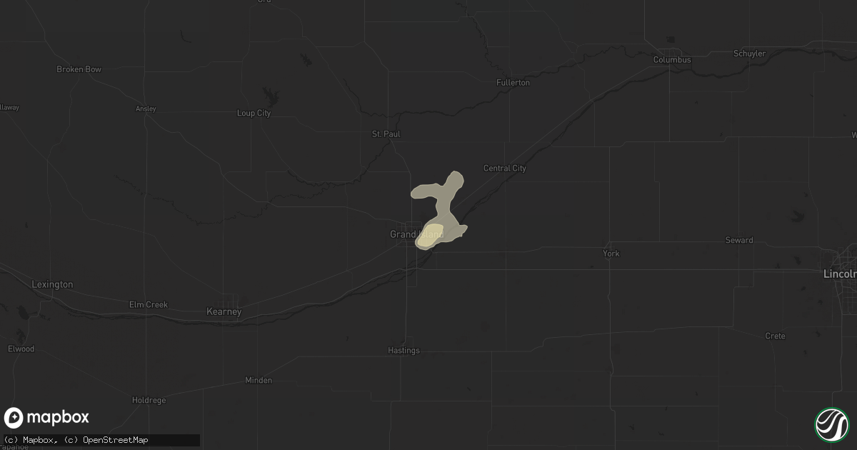 Hail map in Grand Island, NE on July 1, 2025