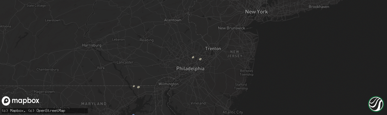 Hail map in Jenkintown, PA on July 1, 2025