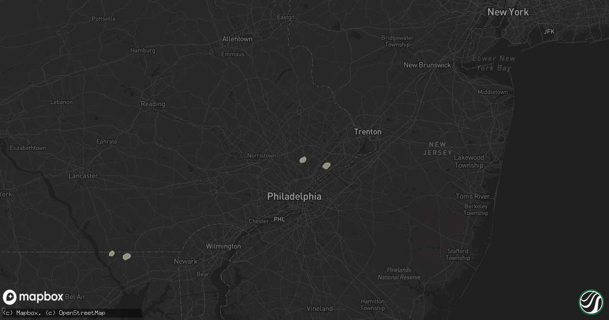 Hail map in Jenkintown, PA on July 1, 2025