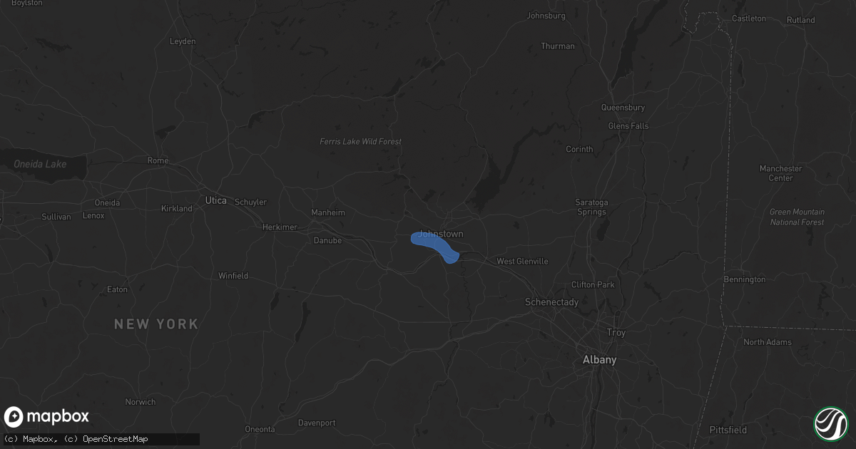 Hail map in Johnstown, NY on July 1, 2025