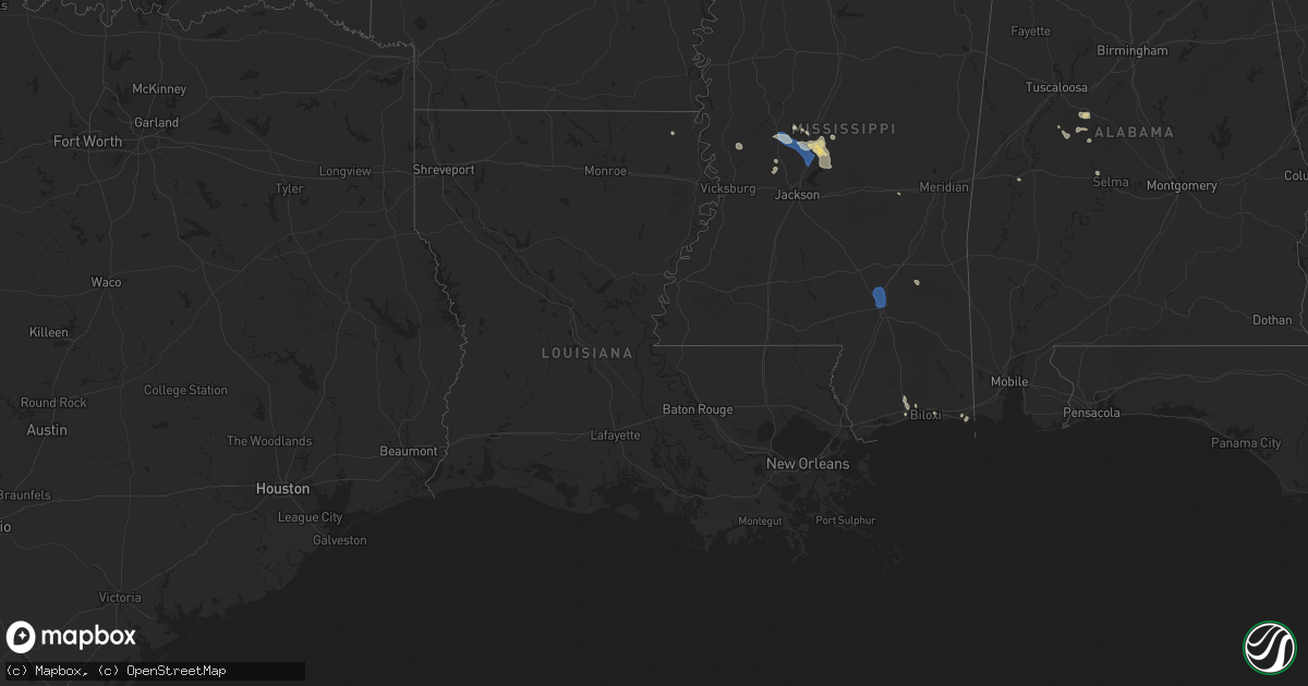 Hail map in Louisiana on July 1, 2025
