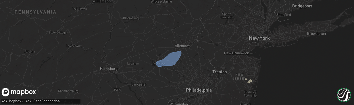 Hail map in Macungie, PA on July 1, 2025
