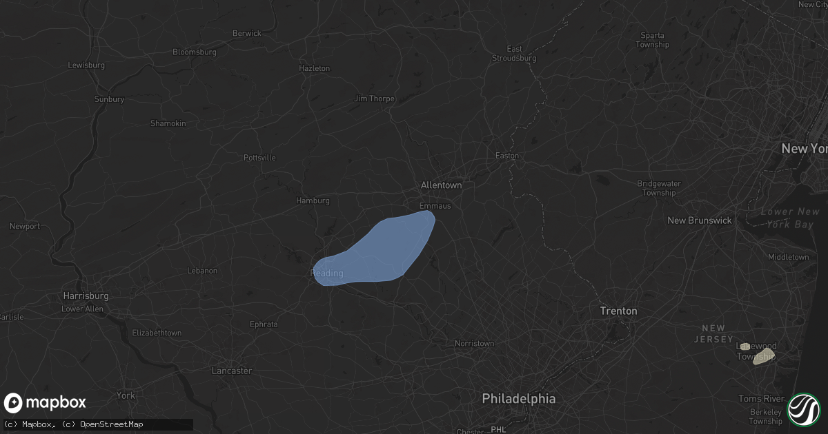 Hail map in Macungie, PA on July 1, 2025
