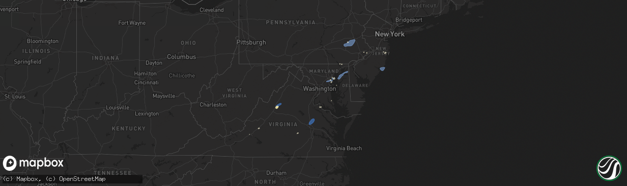 Hail map in Maryland on July 1, 2025