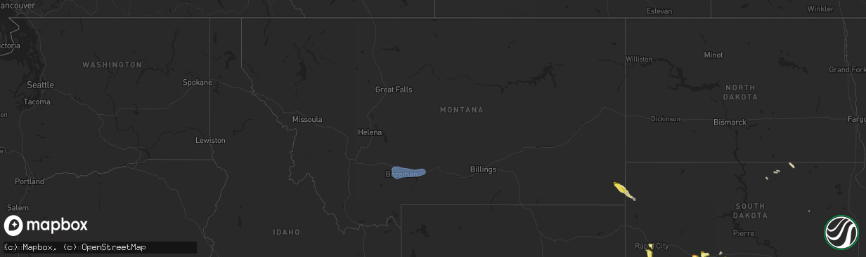 Hail map in Montana on July 1, 2025