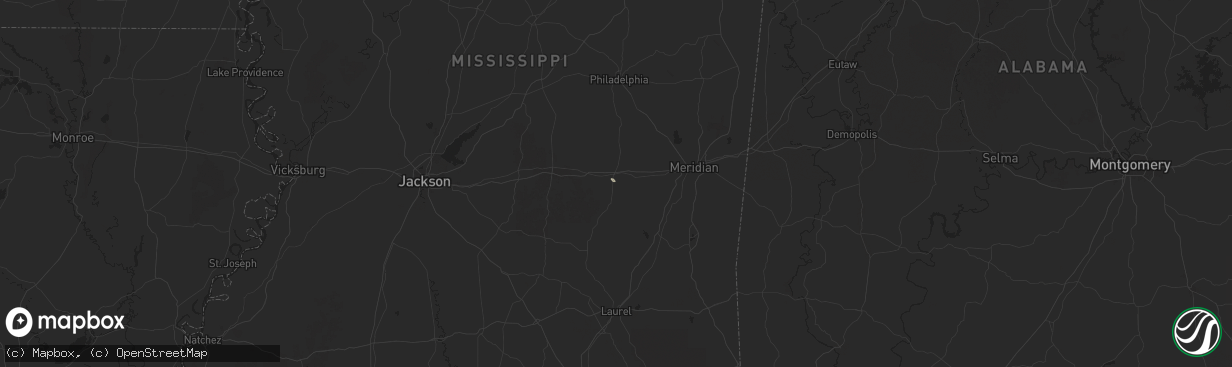 Hail map in Newton, MS on July 1, 2025