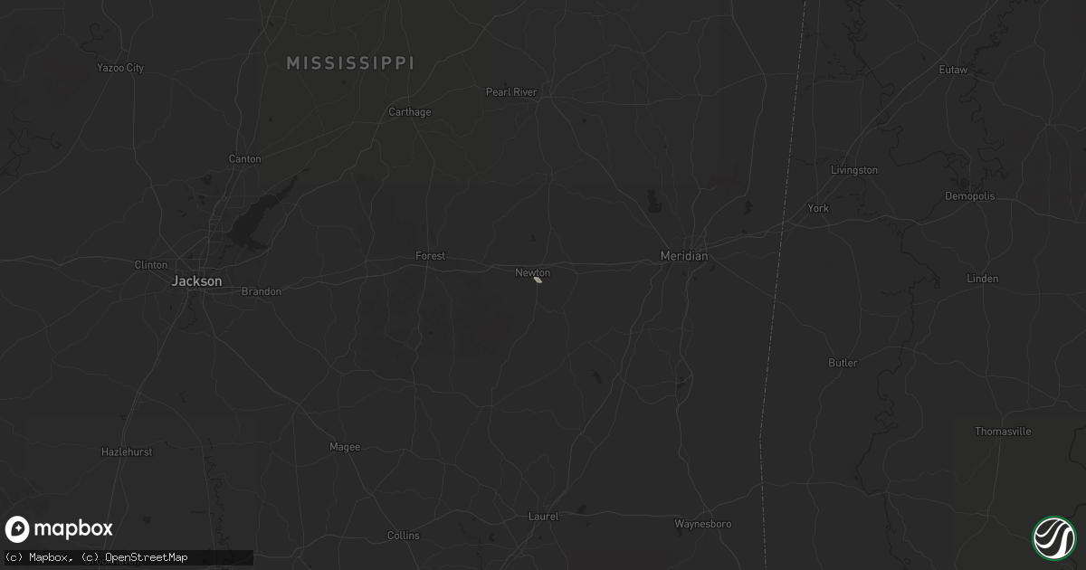 Hail map in Newton, MS on July 1, 2025