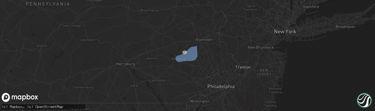 Hail map in Oley, PA on July 1, 2025