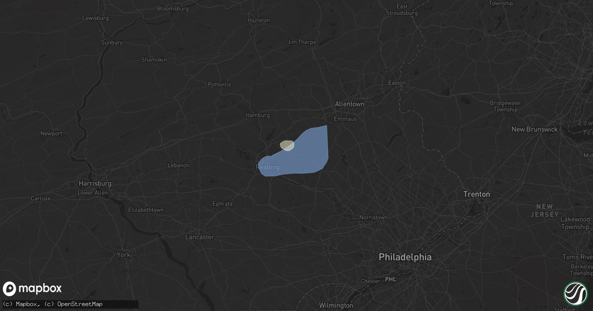 Hail map in Oley, PA on July 1, 2025