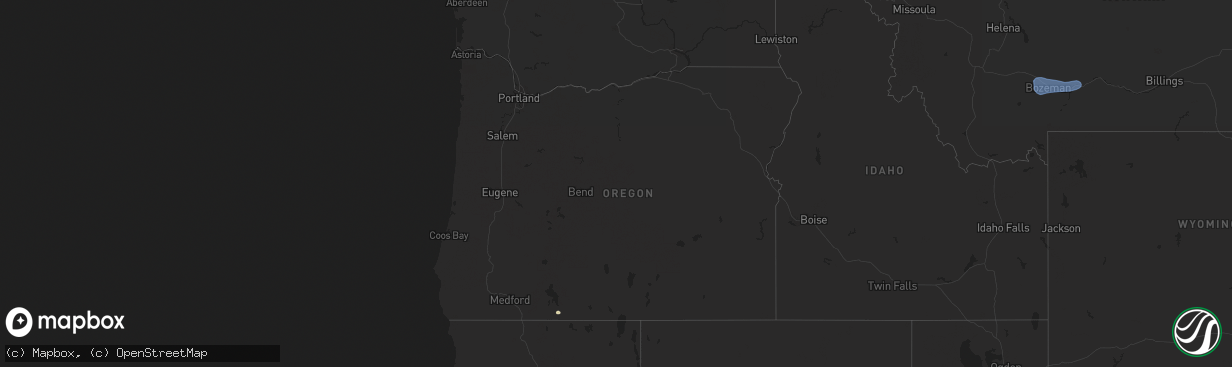 Hail map in Oregon on July 1, 2025