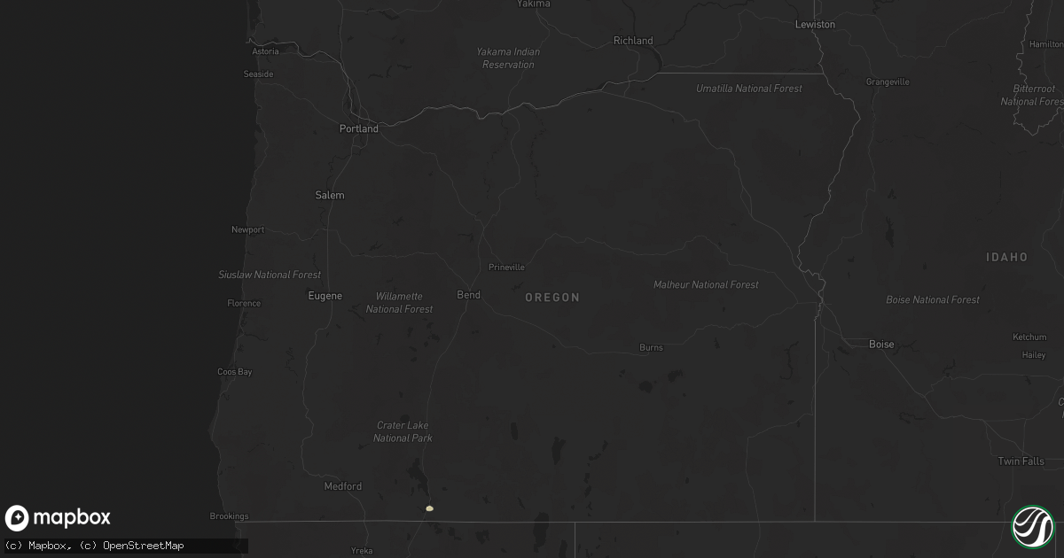 Hail map in Oregon on July 1, 2025
