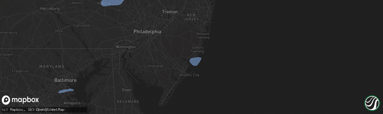 Hail map in Tuckerton, NJ on July 1, 2025