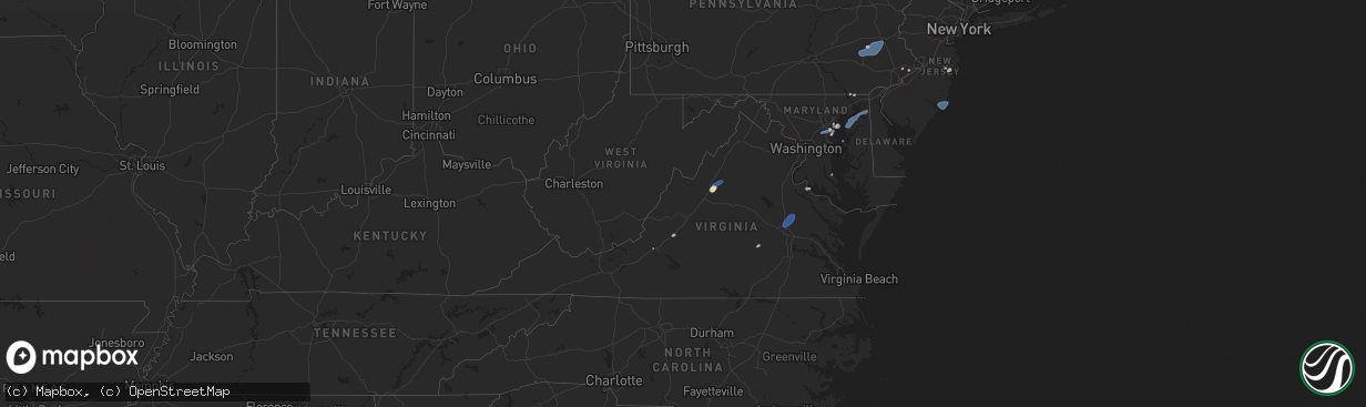 Hail map in Virginia on July 1, 2025