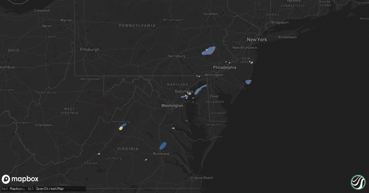 Hail map on July 1, 2025