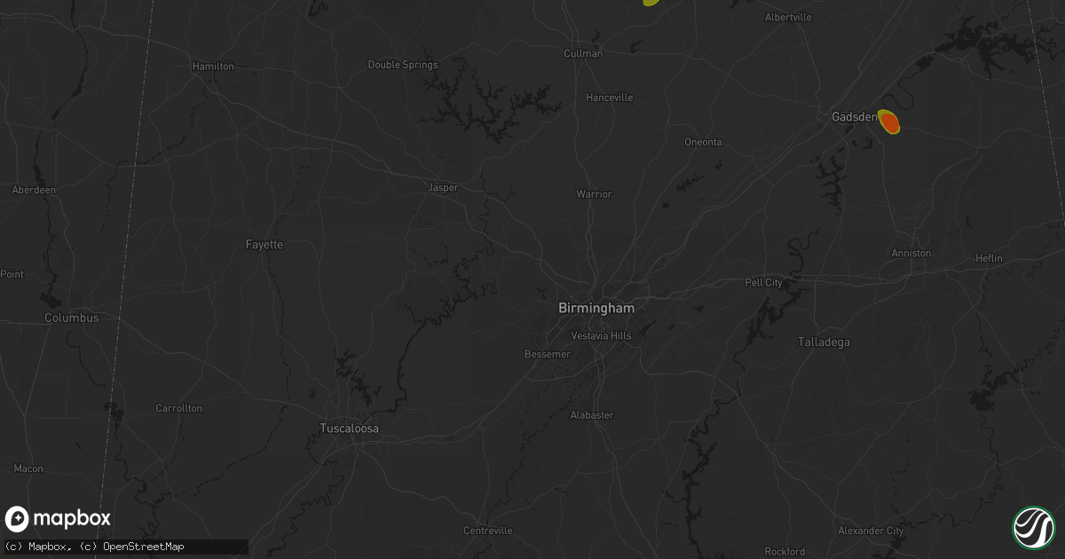 Hail map in Adamsville, AL on July 1, 2026