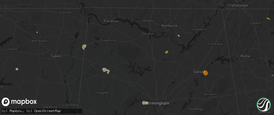 Hail map in Addison, AL on July 1, 2026