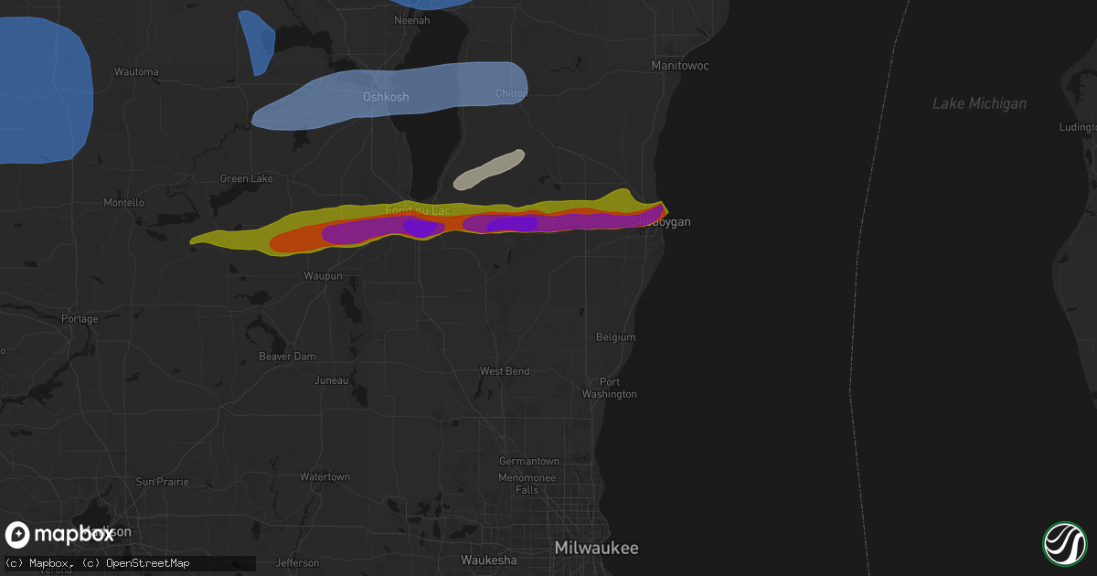 Hail map in Adell, WI on July 1, 2026