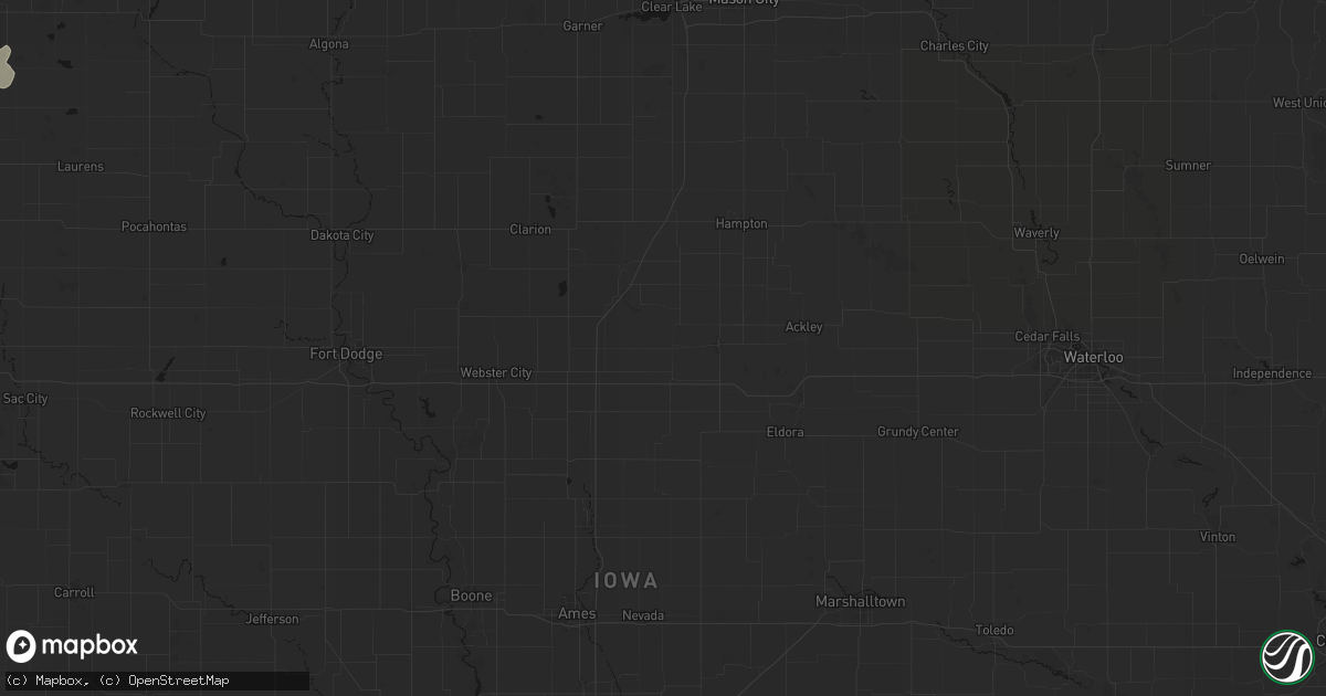 Hail map in Alden, IA on July 1, 2026