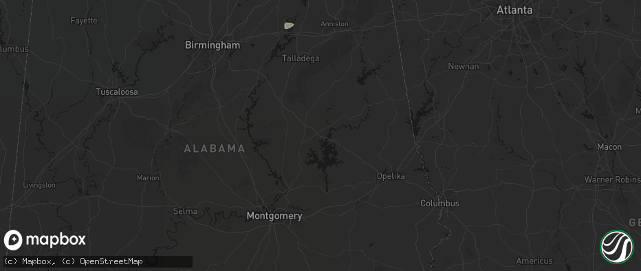 Hail map in Alexander City, AL on July 1, 2026
