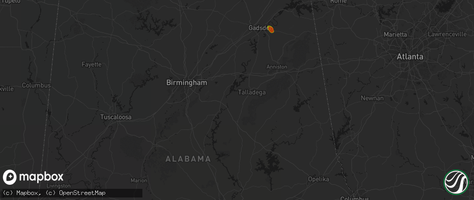 Hail map in Alpine, AL on July 1, 2026