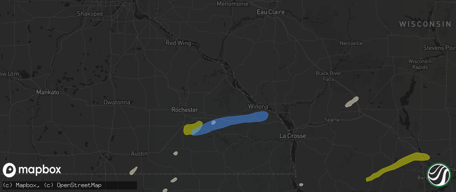 Hail map in Altura, MN on July 1, 2026