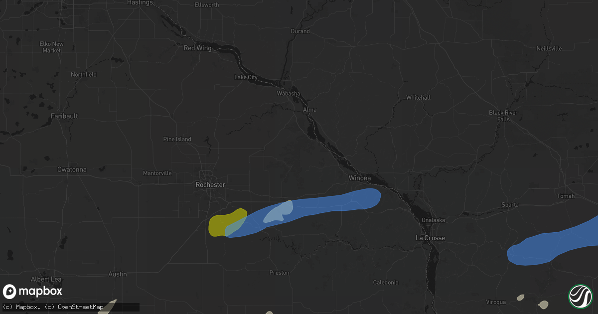 Hail map in Altura, MN on July 1, 2026