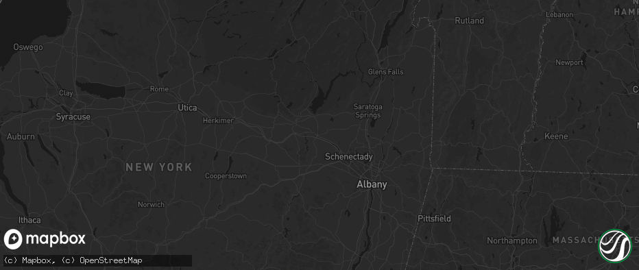 Hail map in Amsterdam, NY on July 1, 2026