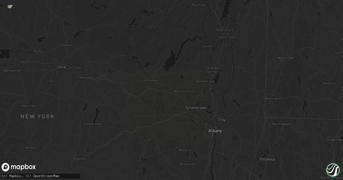 Hail map in Amsterdam, NY on July 1, 2026