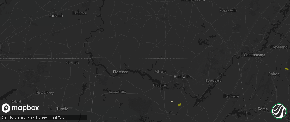 Hail map in Anderson, AL on July 1, 2026