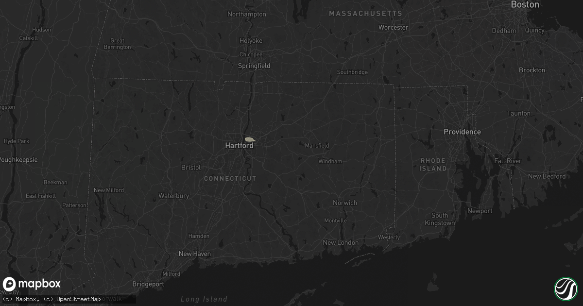 Hail map in Andover, CT on July 1, 2026
