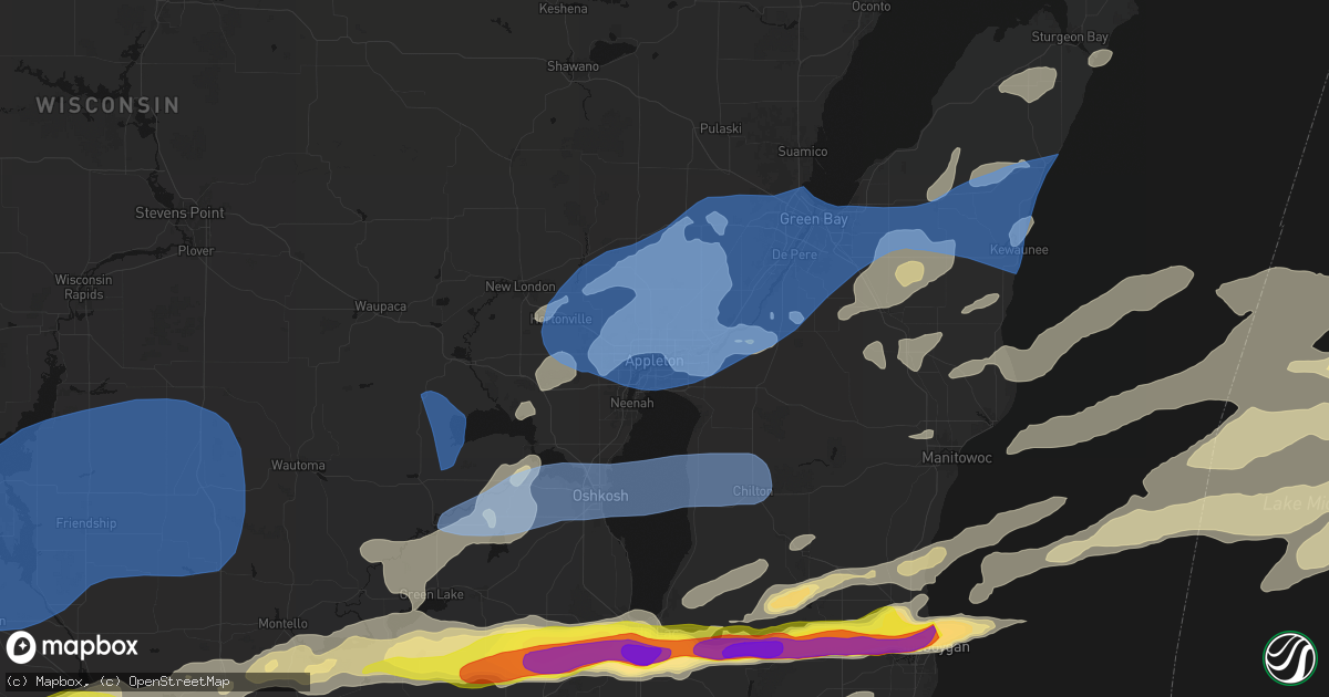 Hail map in Appleton, WI on July 1, 2026