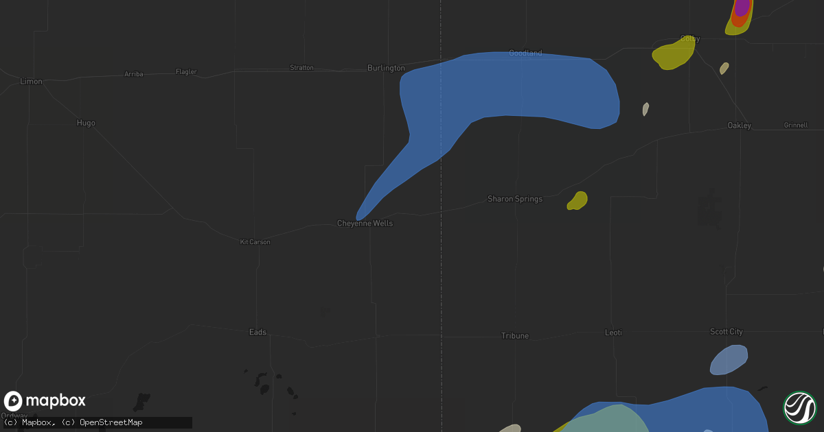 Hail map in Arapahoe, CO on July 1, 2026
