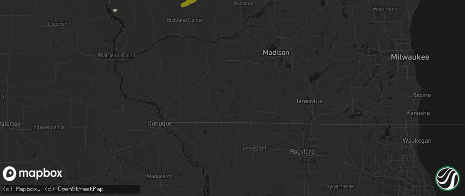 Hail map in Argyle, WI on July 1, 2026